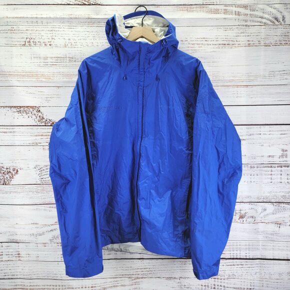 Patagonia Jacket Mens XL Blue Torrentshell H2no Shell Hooded Rain Coat *LOGO* - Picture 1 of 16